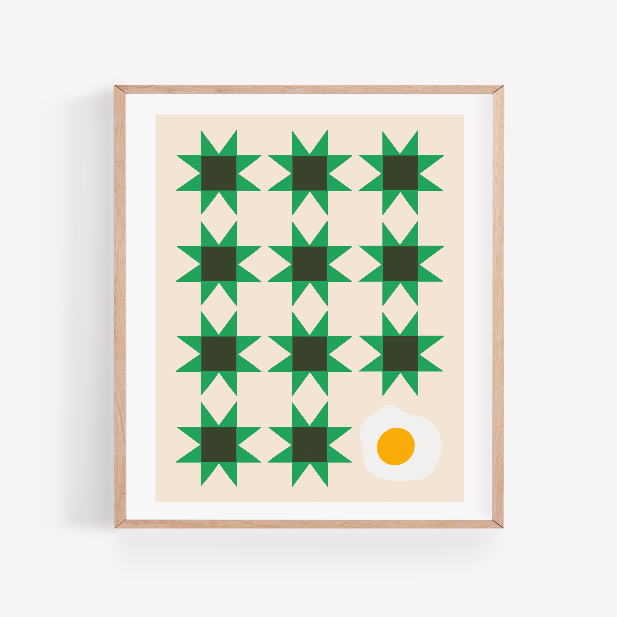 sawtooth quilt with fried egg art print