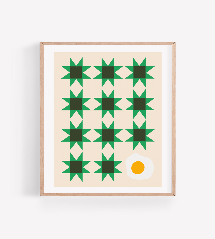 Sawtooth Quilt with Fried Egg Art Print
