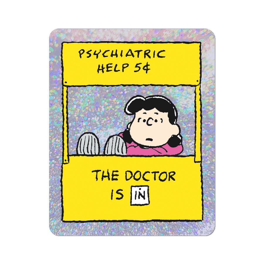 the doctor is in by peanuts - die-cut sticker