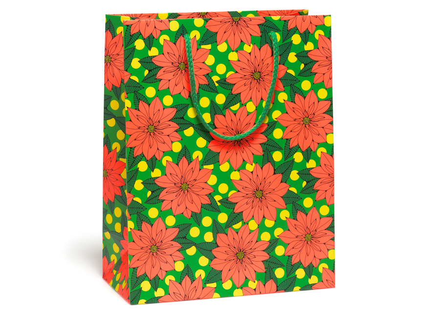 big poinsettia holiday gift bag