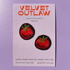 tiny tomato chain stitch iron on patch - set of 2