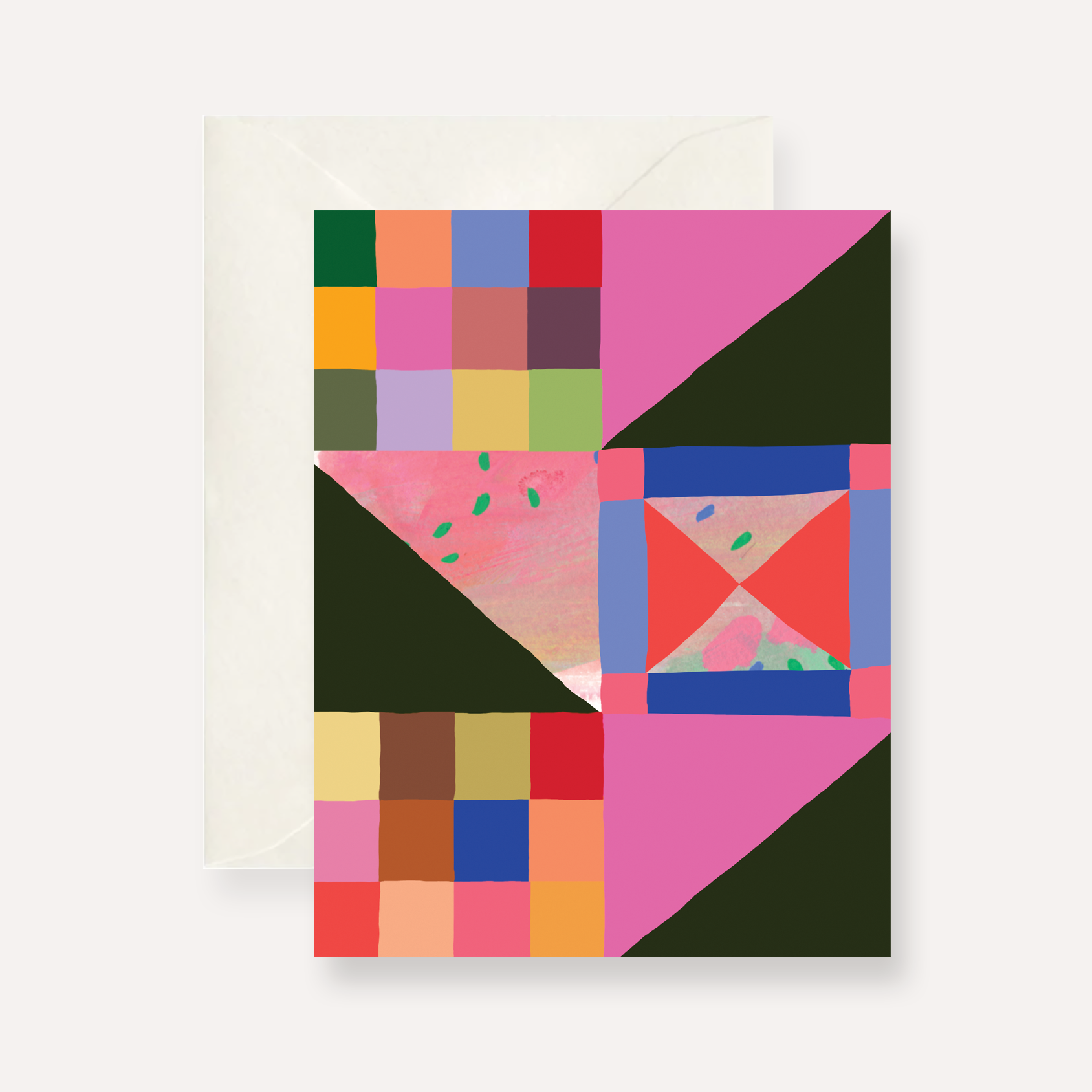 pink quilt greeting card