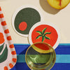 pimento olive coasters - set of four