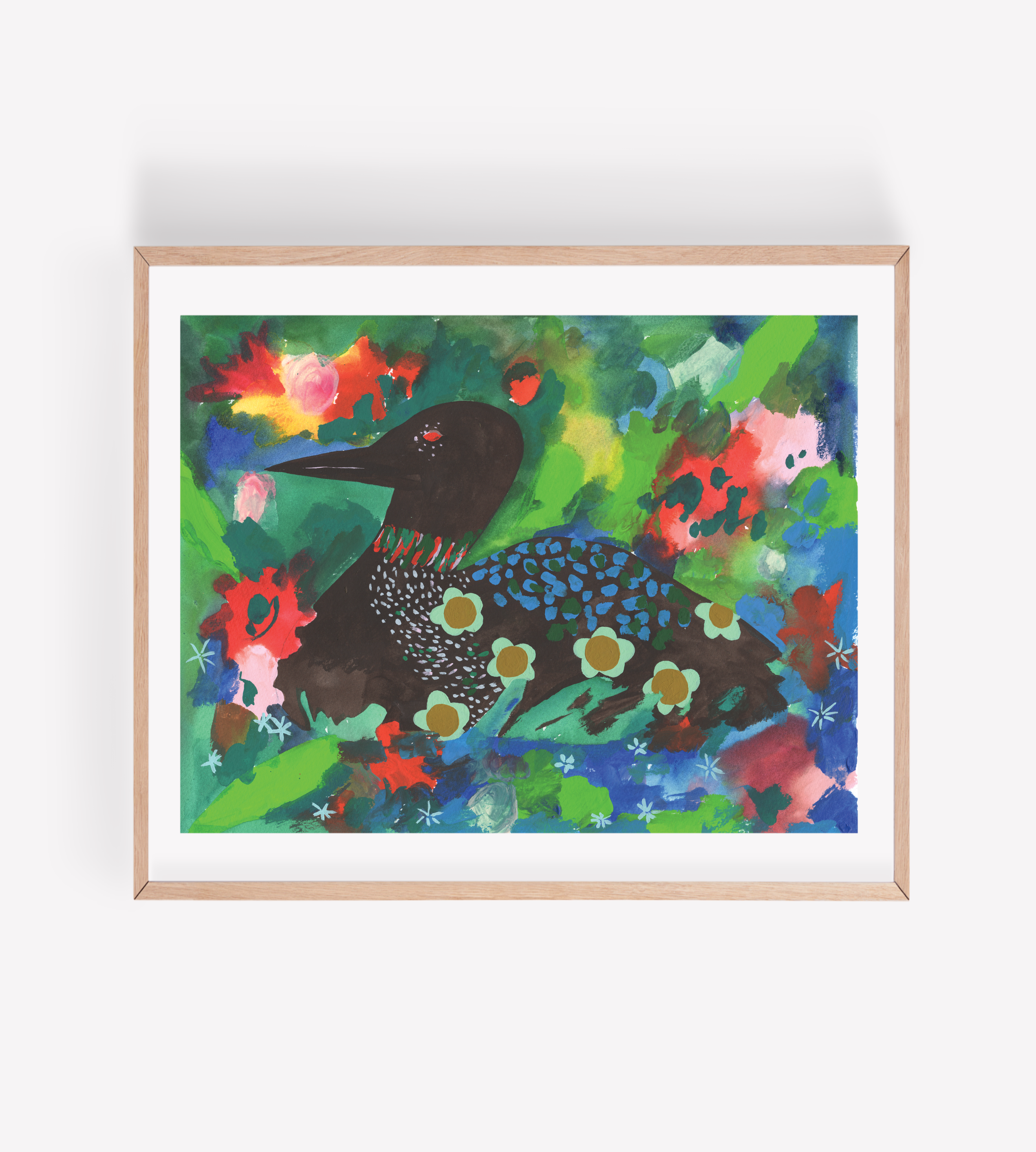 Psychedelic Watercolor Loon Fine Art Print