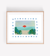 Surfer with Floral Border Art Print