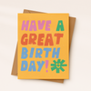 Bright Birthday Card for Kids & Adults | Colorful Retro Card