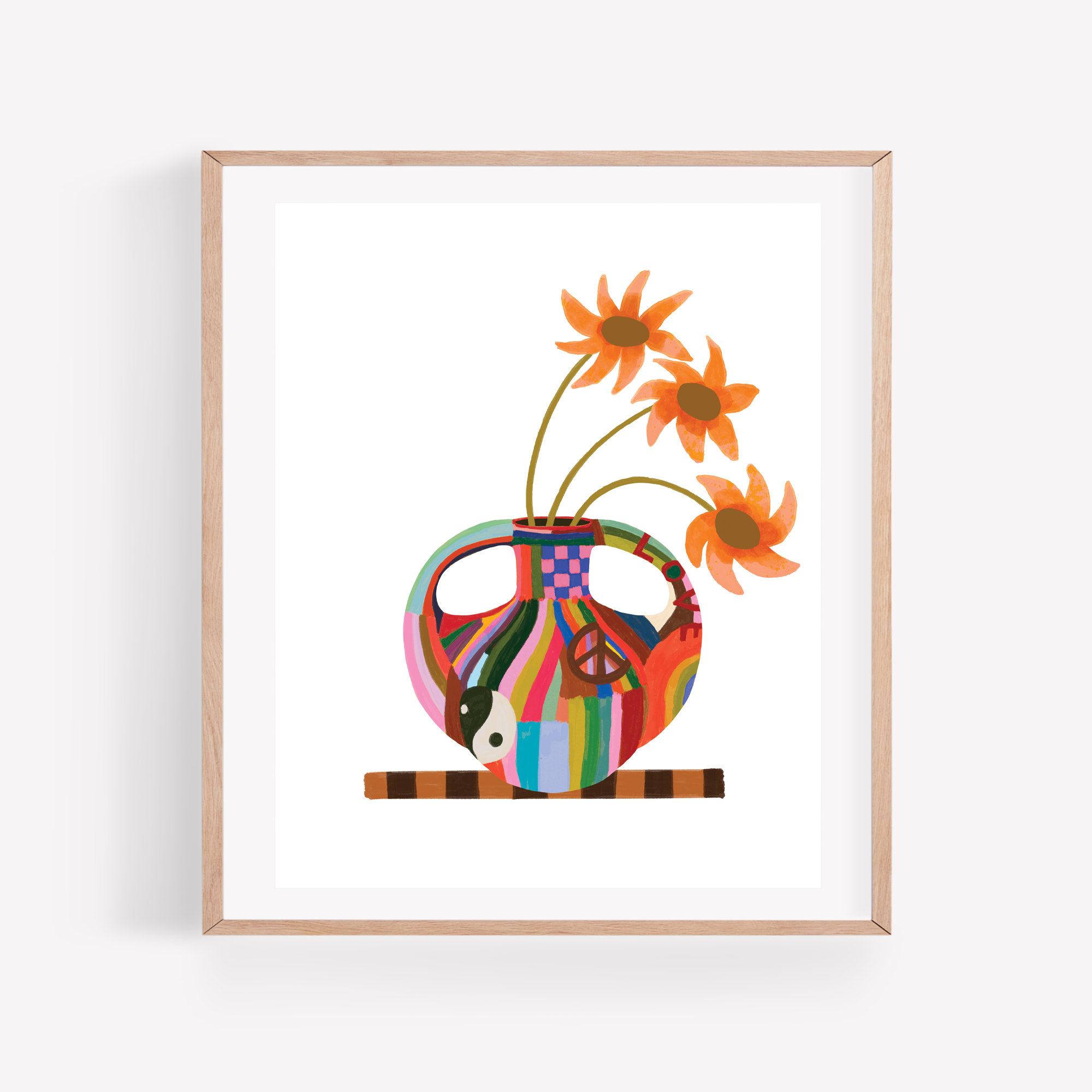 rainbow hippie vase art print