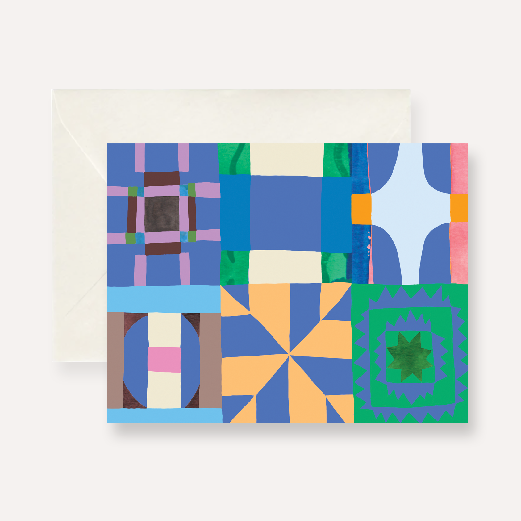 blue quilt greeting card