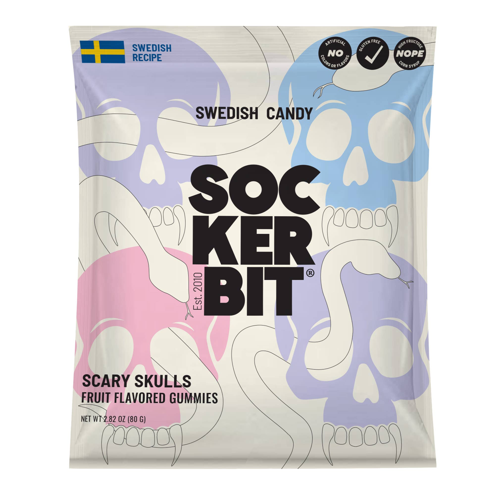 scary skulls swedish candy bag - 2.8oz
