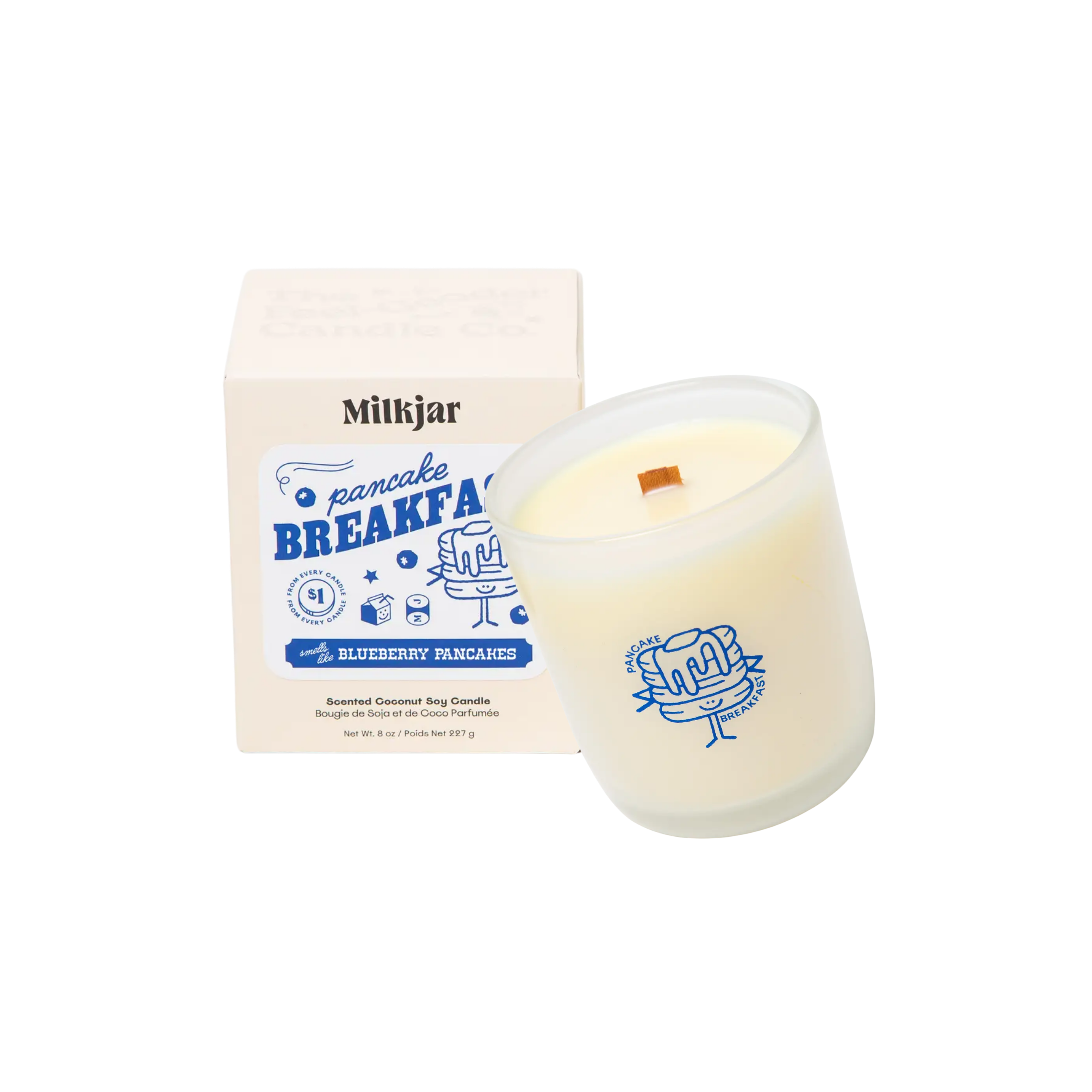 pancake breakfast - butter, syrup & blueberry 8oz soy candle