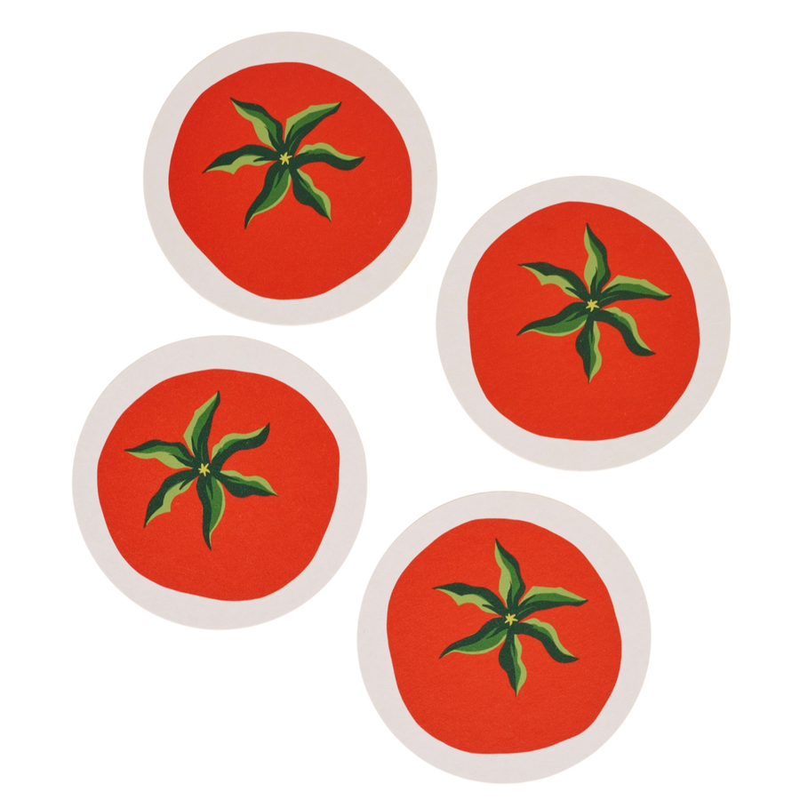 tomato coasters - set of four