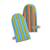 striped oven mitt