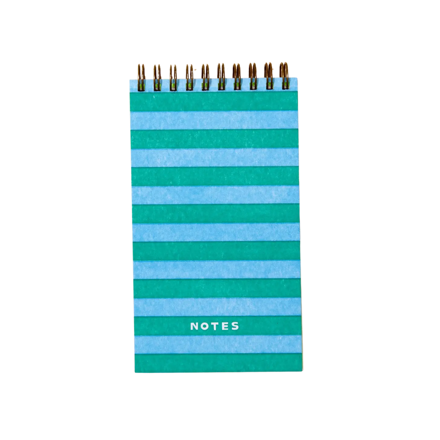 blue & green stripe letterpress small spiral notebook