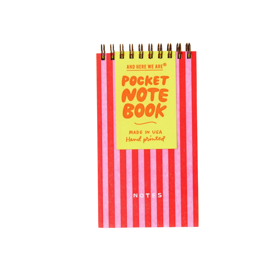 cherry cabana stripe letterpress small spiral notebook