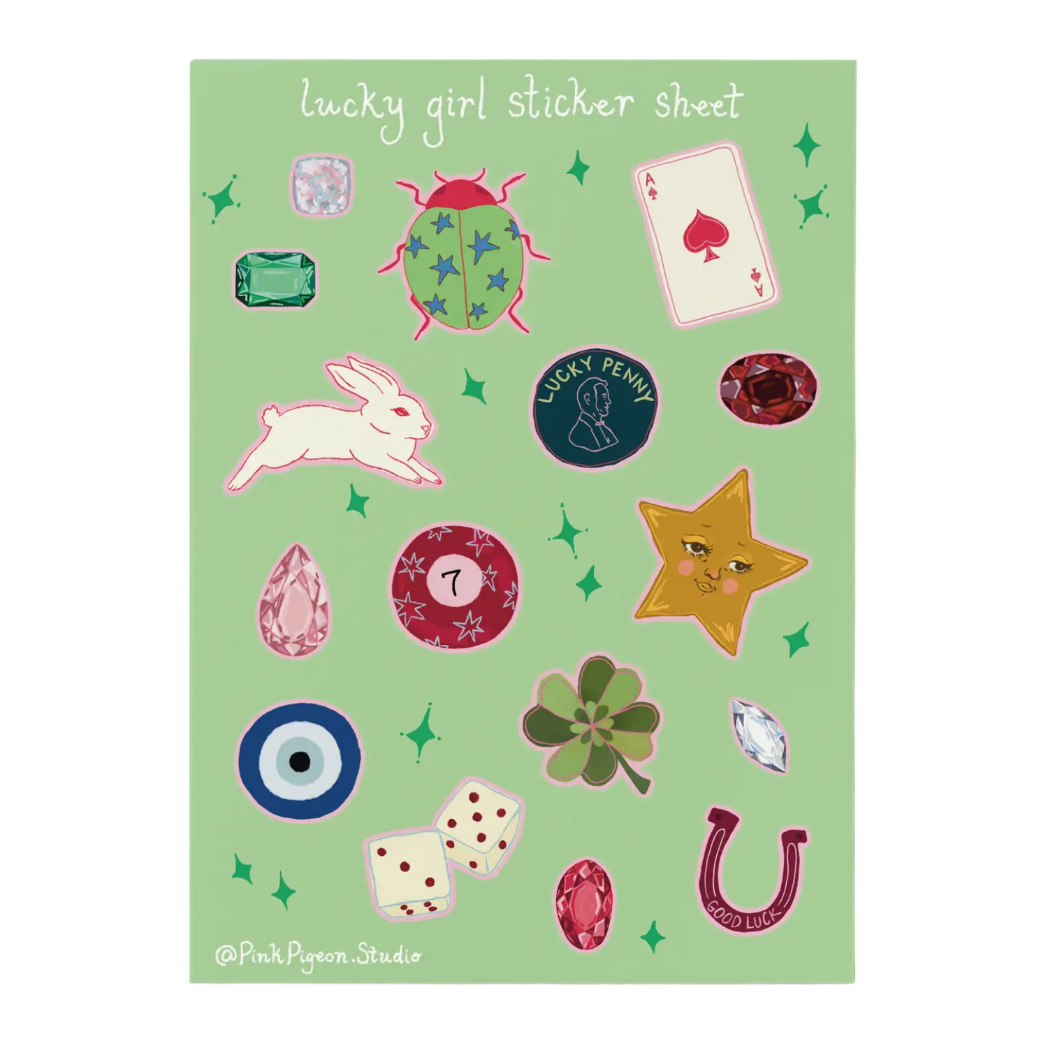 lucky girl sticker sheet