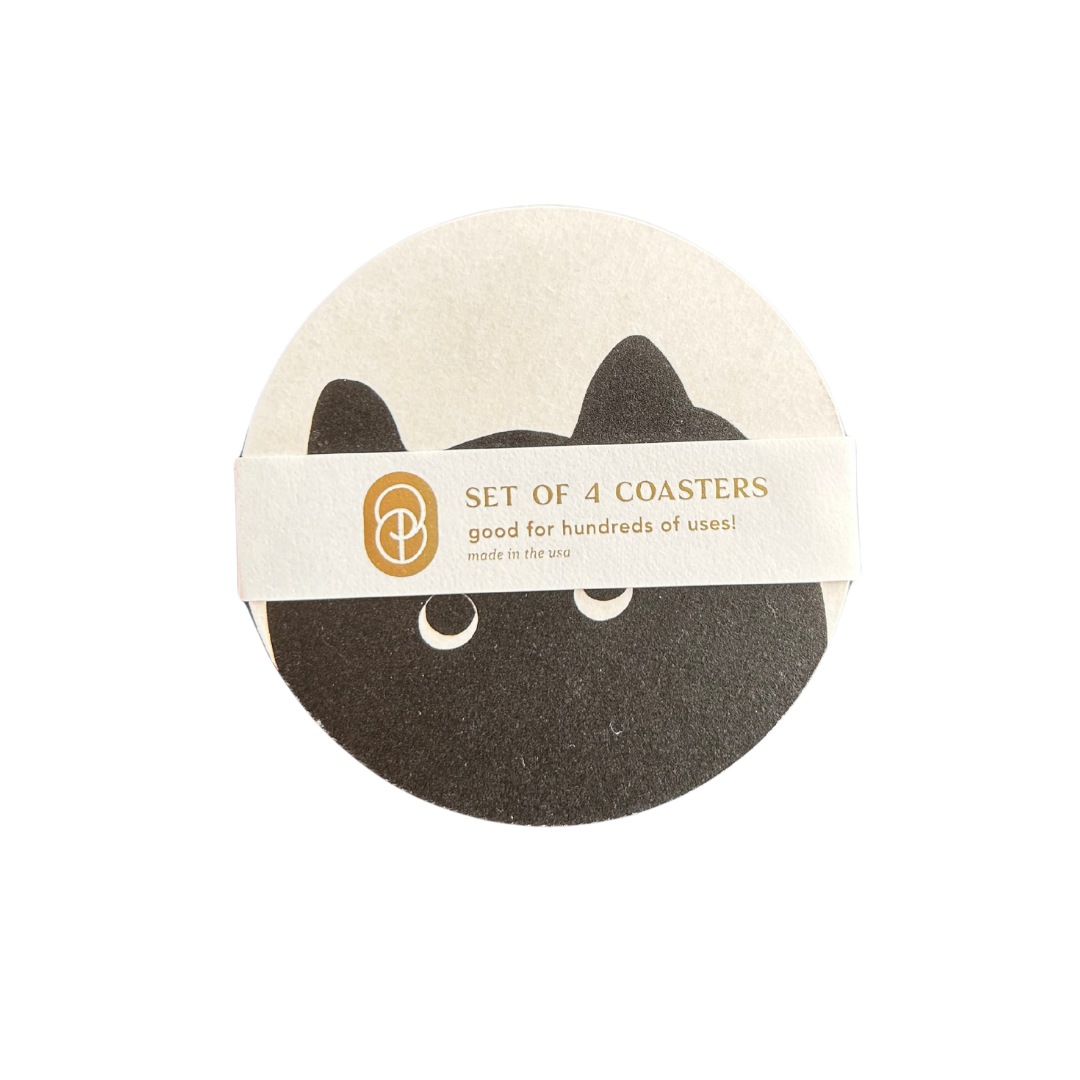 Black Cat Coasters - Set of 4