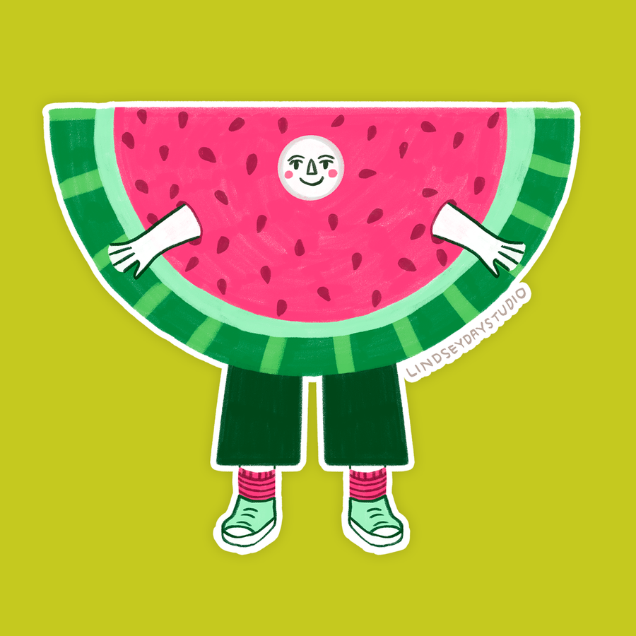 Wanda Watermelon Sticker, Funny Sticker, Food Sticker