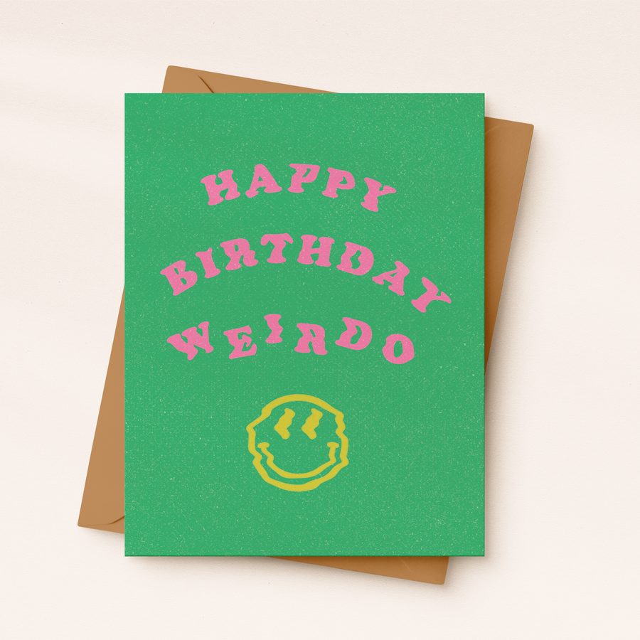 Happy Birthday Weirdo Card | Fun Fall Card | Psychedelic
