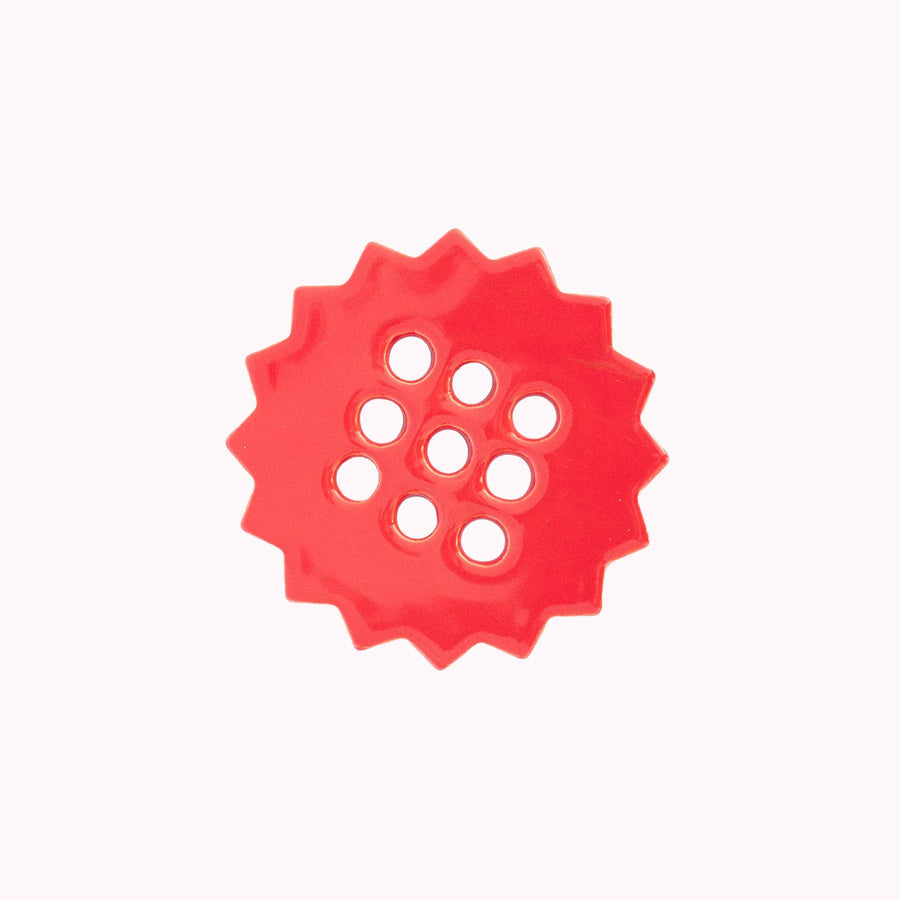 Sunshine Flower Frog | Ruby Red | Ceramic Lid