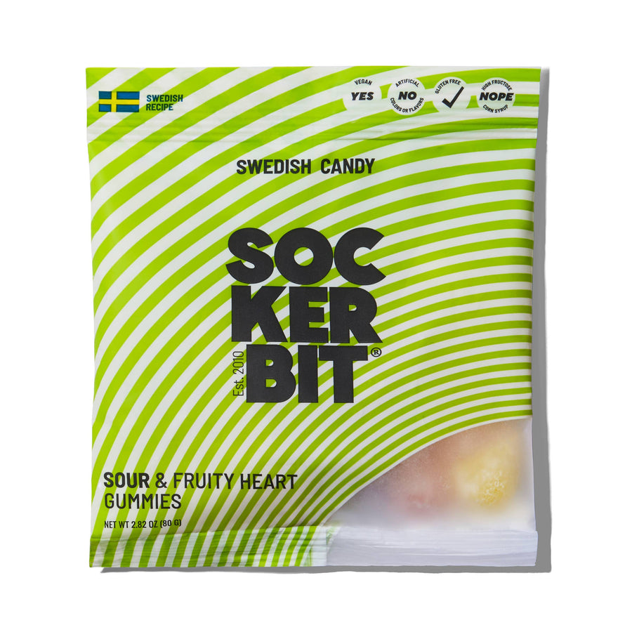 Sour Fruity Heart Gummies Swedish Candy Bag 2.8oz