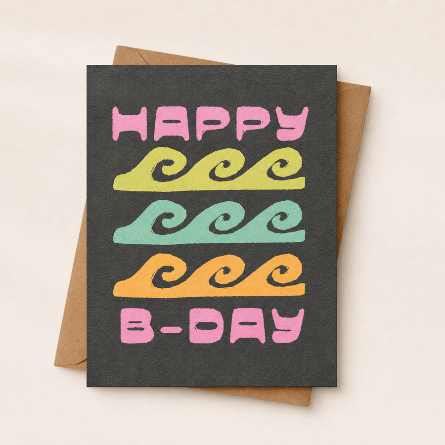 Surf birthday card | Retro card | Beach birthday card | Neon