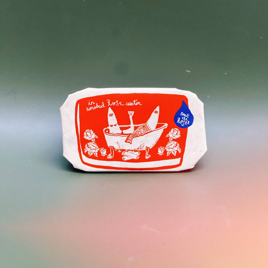 smoked rose water tinned fish candle