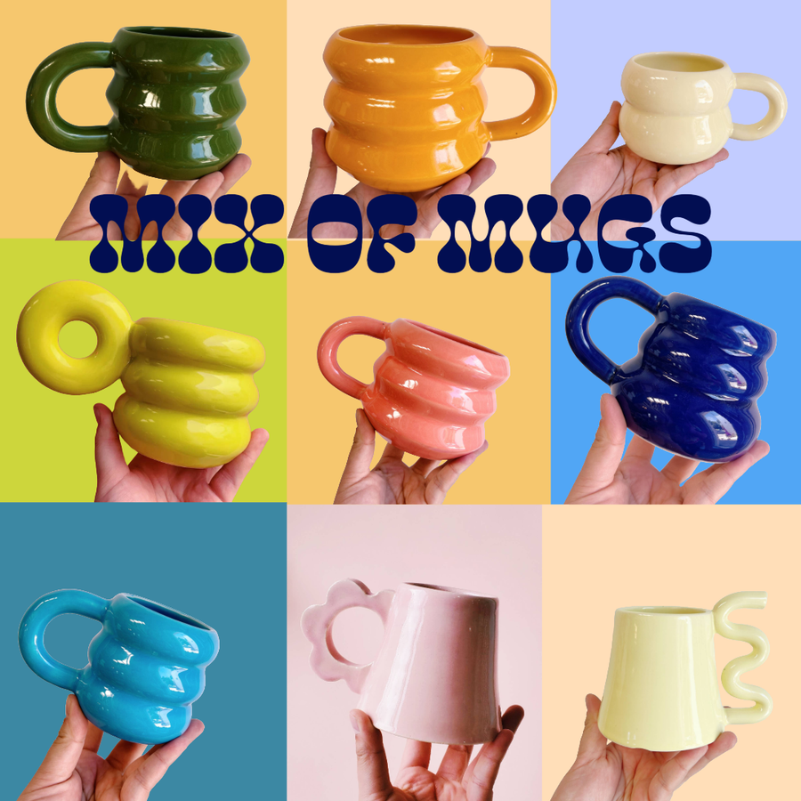 MUD WITCH MUGS ASSORTED SHAPES AND COLORS