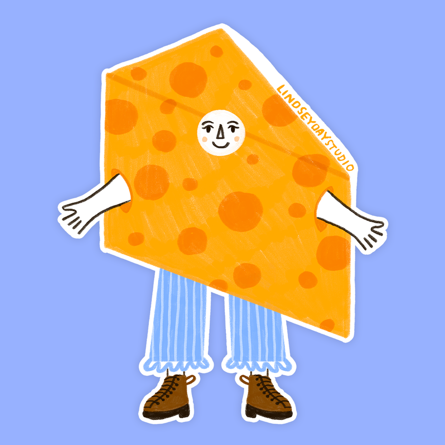 Charlie Cheese Sticker, Funny Sticker, Food Sticker